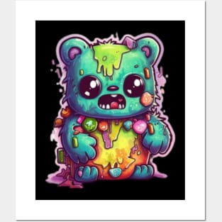 Gummy Bear Zombie,Kawaii Zombie Food Monsters: When the Cuties Bite Back - A Playful and Spooky Culinary Adventure! Posters and Art